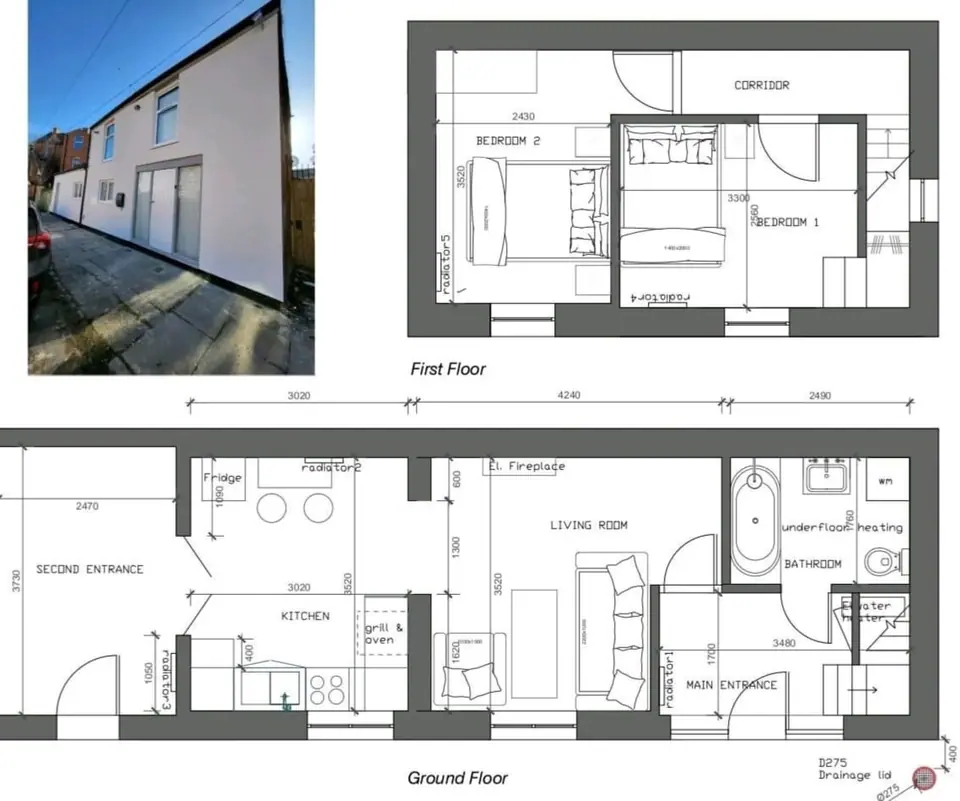Ground and first floor plans for the residential conversion