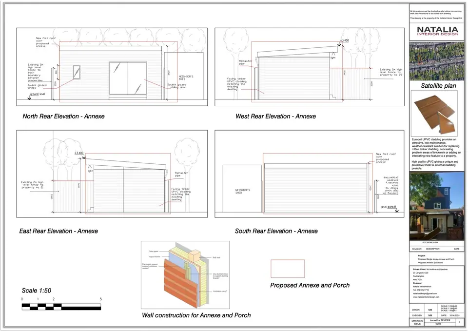 Elevation drawings of the annex for the lawful development certificate
