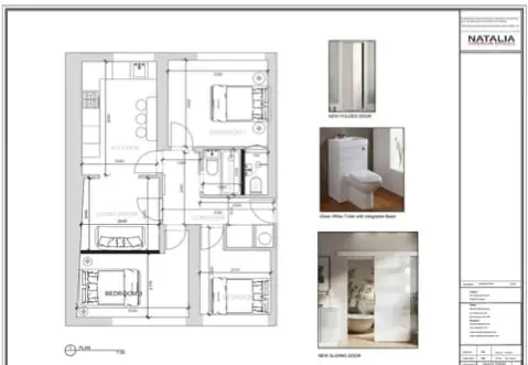 Proposed floor plan showing the new third bedroom and second bathroom