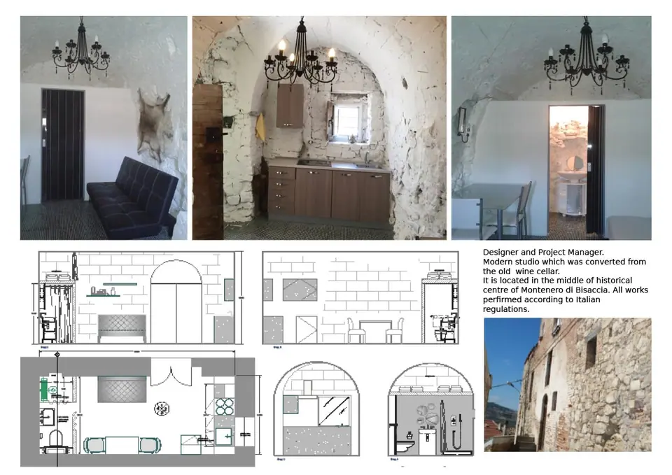 Design board for the Italian studio with photos and drawings