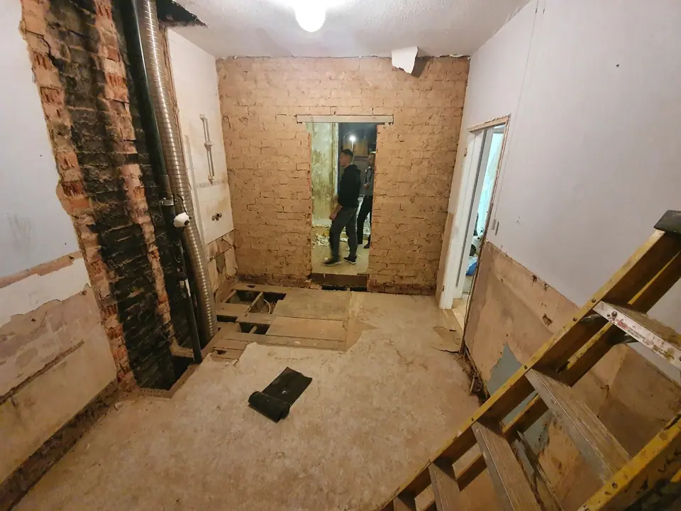 Bathroom stripped back before renovation